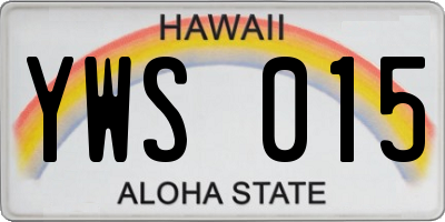 HI license plate YWS015