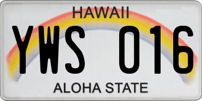 HI license plate YWS016