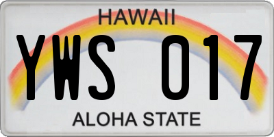 HI license plate YWS017