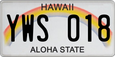 HI license plate YWS018