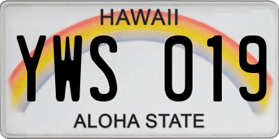 HI license plate YWS019