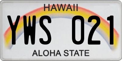 HI license plate YWS021