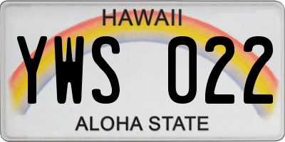 HI license plate YWS022