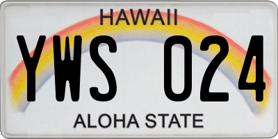 HI license plate YWS024