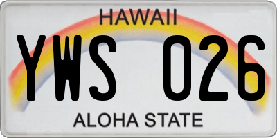HI license plate YWS026