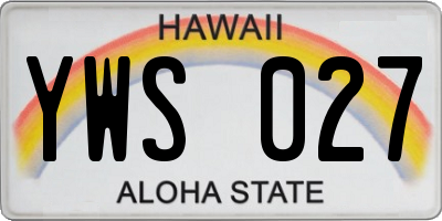 HI license plate YWS027
