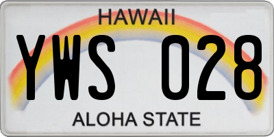HI license plate YWS028
