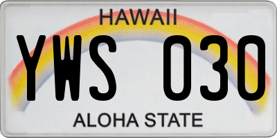 HI license plate YWS030