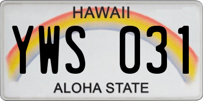 HI license plate YWS031