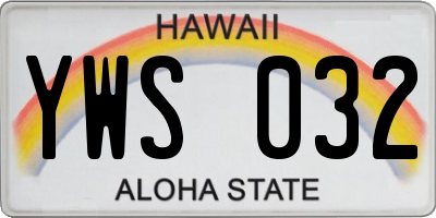 HI license plate YWS032