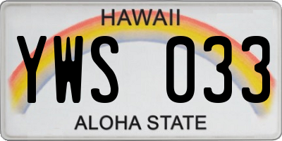 HI license plate YWS033