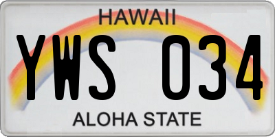 HI license plate YWS034