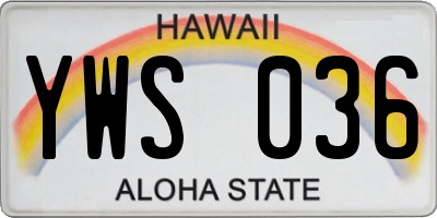 HI license plate YWS036