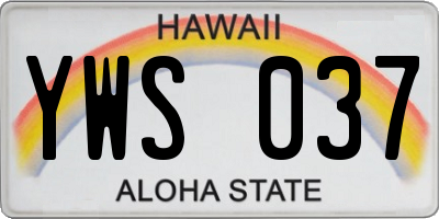 HI license plate YWS037