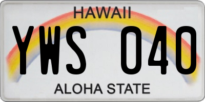 HI license plate YWS040