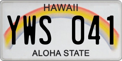 HI license plate YWS041
