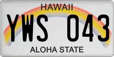 HI license plate YWS043