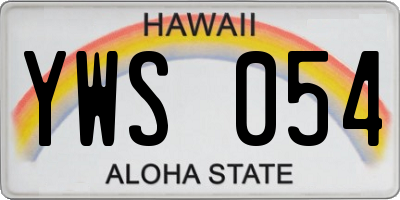 HI license plate YWS054