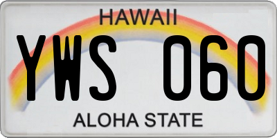 HI license plate YWS060