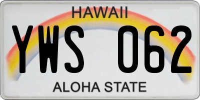 HI license plate YWS062