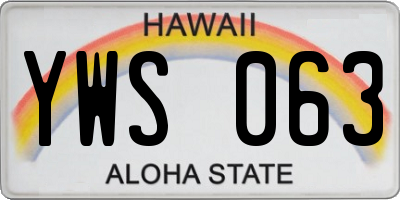 HI license plate YWS063