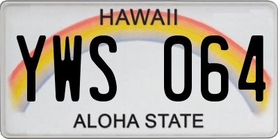 HI license plate YWS064