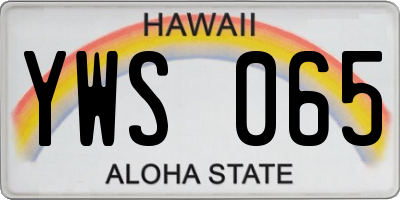 HI license plate YWS065