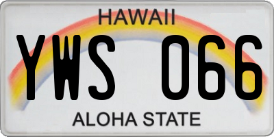 HI license plate YWS066