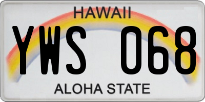 HI license plate YWS068