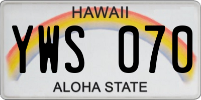 HI license plate YWS070