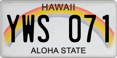 HI license plate YWS071