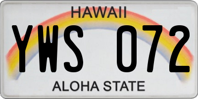 HI license plate YWS072