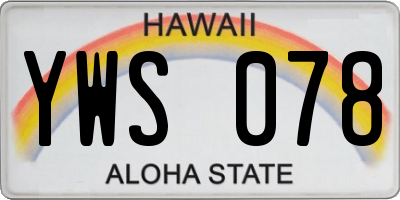 HI license plate YWS078