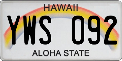 HI license plate YWS092