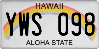 HI license plate YWS098