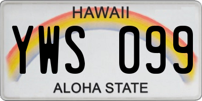 HI license plate YWS099