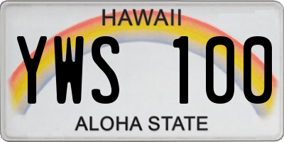 HI license plate YWS100