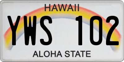 HI license plate YWS102