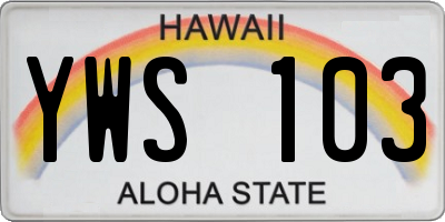 HI license plate YWS103