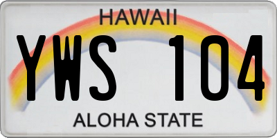 HI license plate YWS104