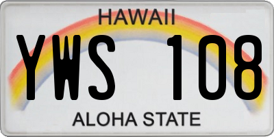 HI license plate YWS108