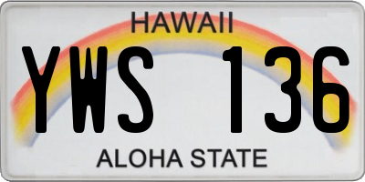 HI license plate YWS136