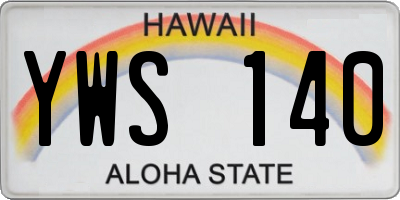 HI license plate YWS140