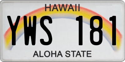 HI license plate YWS181