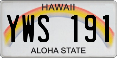 HI license plate YWS191