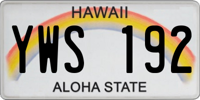 HI license plate YWS192