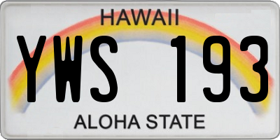 HI license plate YWS193