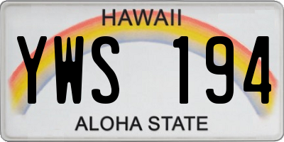 HI license plate YWS194