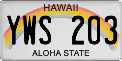HI license plate YWS203