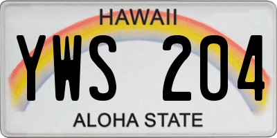 HI license plate YWS204